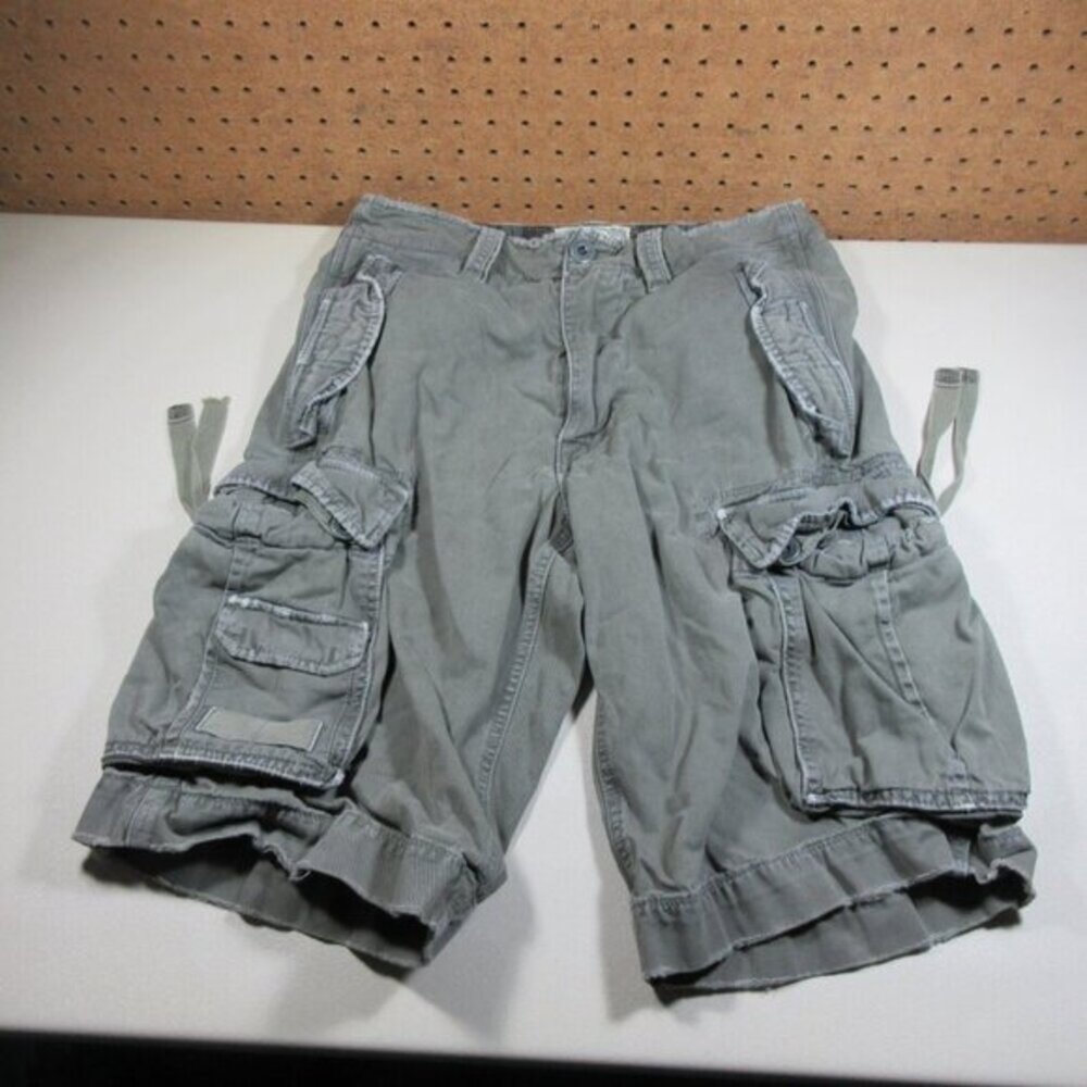 American Eagle Mens Solid Gray Distressed Militar… - image 1